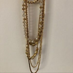 NWT: Gold and Tan - Beaded Necklace